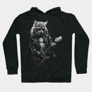 Rock & Roll Music Concert Festival Cat Rock Guitar Hoodie